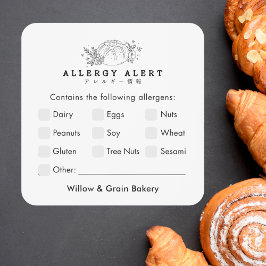 Modern Allergie Waarschuwing Kleine Bakkerij Vierkante Sticker