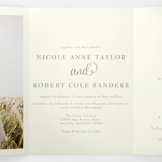 Modern Alles in één | 2 foto bruiloft uitnodiging (Binnenkant midden)