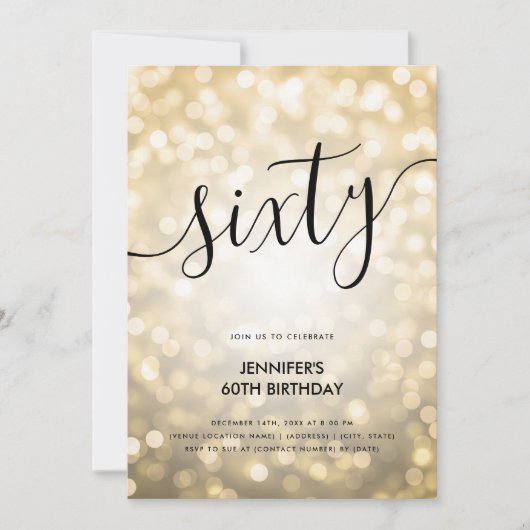 Modern alles-in-één gouden glitterlichten 60 verja kaart (Voorkant)