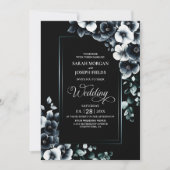 Modern alles in een zwart-wit bloemenhuwelijk kaart (Voorkant)