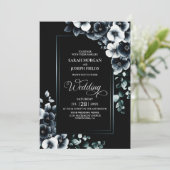 Modern alles in een zwart-wit bloemenhuwelijk kaart (Staand voorkant)
