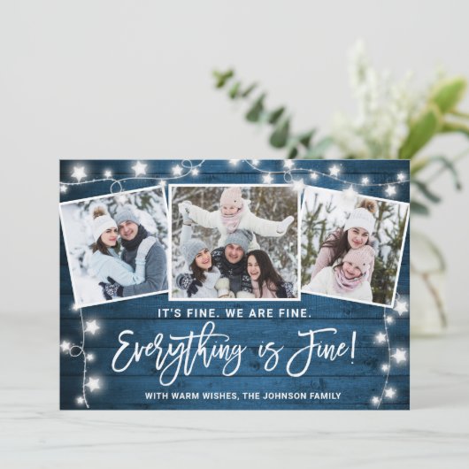 Modern Alles is Goed Kerstdag 3 Foto Feestdagenkaart (Staand voorkant)