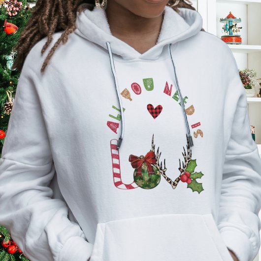 Modern alles wat je nodig hebt is liefde kerst vro hoodie