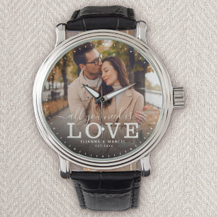 Modern ALLES WAT JE NODIG HEBT IS LOVE Wedding Pho Horloge