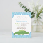 Modern Alligator Blue Chevron Baby shower Party Kaart (Staand voorkant)