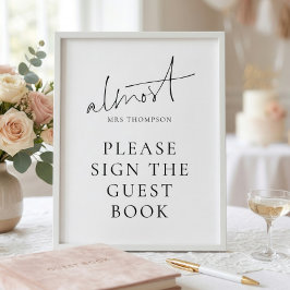 Modern Almost Mrs Bord Boek Bruidsfeest Poster