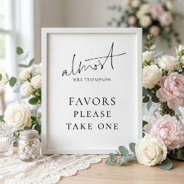 Modern Almost Mrs Favors Bord Bruiloftsfeest Poster