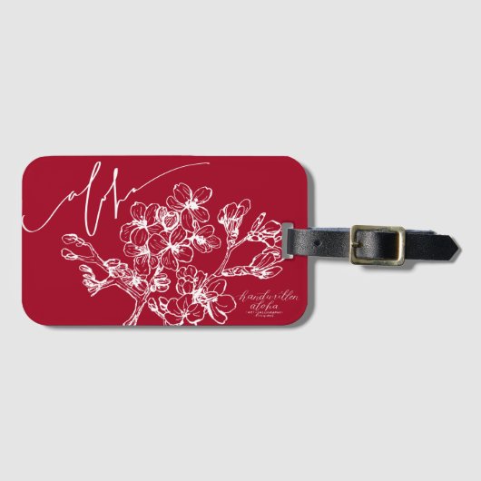 Modern Aloha Red Cherry Blossom Bagagelabels (Voorkant (horizontaal))