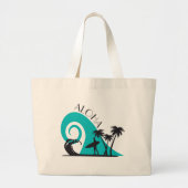 Modern Aloha Surf en Palm Trees Grote Tote Bag (Voorkant)