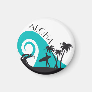 Modern Aloha Surf en Palm Trees Magneet