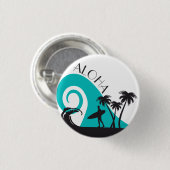 Modern Aloha Surf en Palm Trees Ronde Button 3,2 Cm (Voorkant /achterkant)