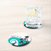 Modern Aloha Surf en Palm Trees Ronde Kartonnen Onderzetter (Insitu)