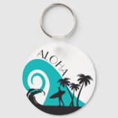 Modern Aloha Surf en Palm Trees Sleutelhanger (Voorkant)