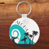 Modern Aloha Surf en Palm Trees Sleutelhanger (Voorkant)