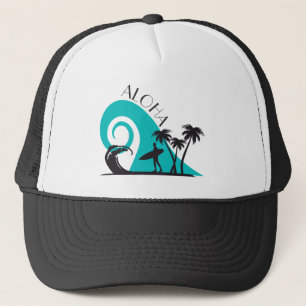 Modern Aloha Surf en Palm Trees Trucker Pet