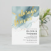 Modern Altijd Voor altijd Blauw Romantisch Strand  Folie Uitnodiging (Staand Voorkant)