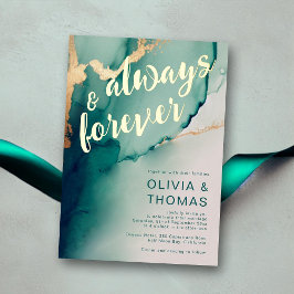 Modern Altijd Voor eeuwig Emerald Boho Beach Bruil Folie Uitnodiging