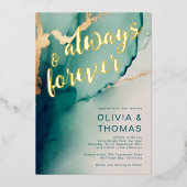 Modern Altijd Voor eeuwig Emerald Boho Beach Bruil Folie Uitnodiging (Voorkant)