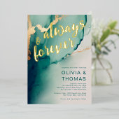 Modern Altijd Voor eeuwig Emerald Boho Beach Bruil Folie Uitnodiging (Staand Voorkant)