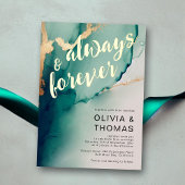 Modern Altijd Voor eeuwig Emerald Gold Beach Bruil Folie Uitnodiging