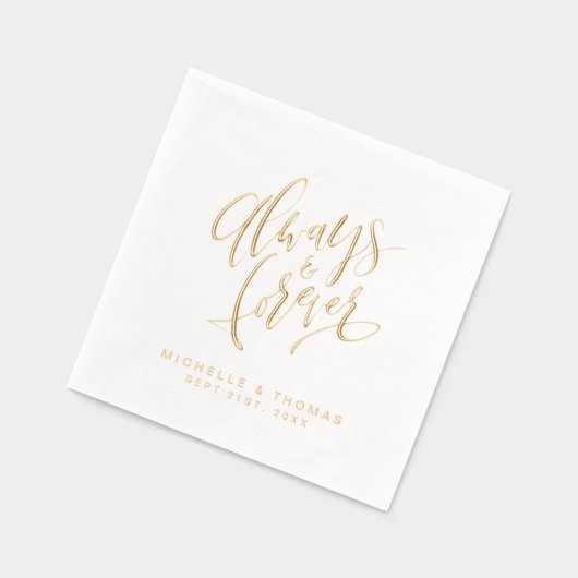 Modern Always And Forever Script Wedding Folie Servetten (Links)