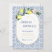 Modern Amalfi Coast Lemon Blue Tegel Vrijgezellenf Kaart (Voorkant)