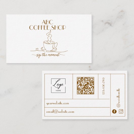 Modern Ambachtsman LOGO QR-code Coffeeshop Visitekaartje (Voorkant / Achterkant)