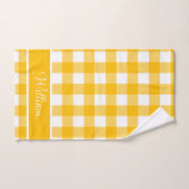 Modern Amber Geel Witte Buffalo Checks Bad Handdoek (Handdoek)