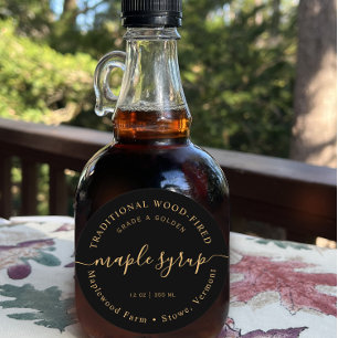 Modern Amber op Black Maple Syrup Label