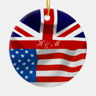 Modern American British Flags Keramisch Ornament