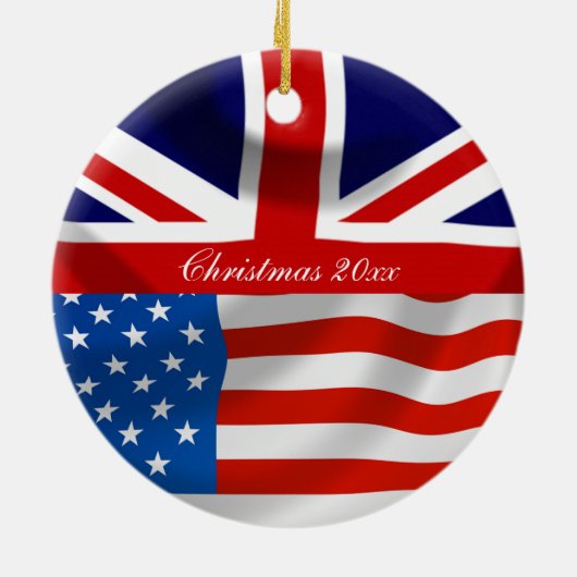 Modern American British Flags Keramisch Ornament (Achterkant)
