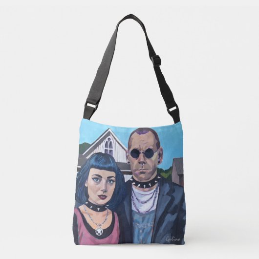Modern American Gothic  Art- Grant Woods Inspired Crossbody Tas (Voorkant)