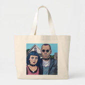 Modern American Gothic  Art- Grant Woods Inspired Grote Tote Bag (Voorkant)