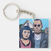 Modern American Gothic  Art- Grant Woods Inspired Sleutelhanger (voorkant)
