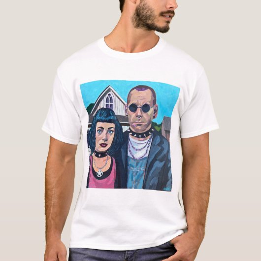 Modern American Gothic Art - Grant Woods Inspired T-shirt (Voorkant)