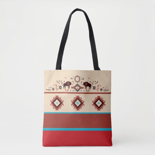 Modern American Native Influenced Pattern Monogram Tote Bag (Voorkant)