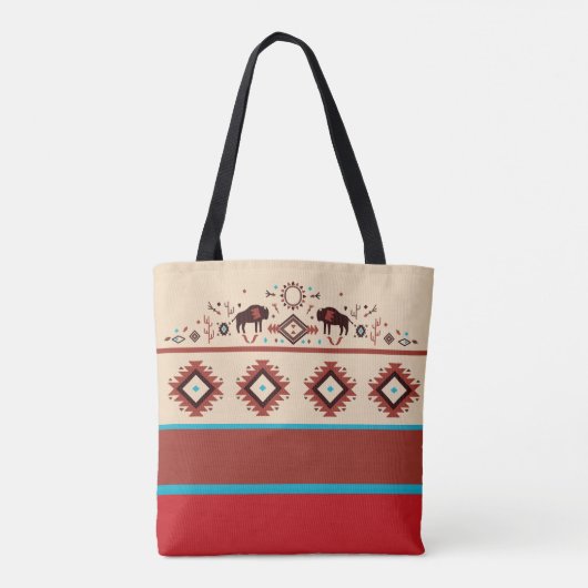 Modern American Native Influenced Pattern Monogram Tote Bag (Achterkant)
