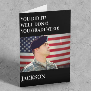 Modern American Personalized Photo Army Afstuderen Kaart