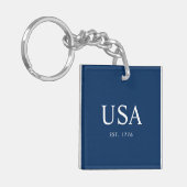 Modern Amerika Opgericht 1776 Sleutelhanger (Voorkant Links)