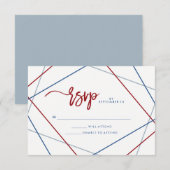 Modern-Amerikaans | Patriottische geometrische bru RSVP Kaartje (Voorkant / Achterkant)