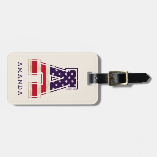 Modern Amerikaans Vlag Monogram A Bagagelabel (Voorkant horizontaal)