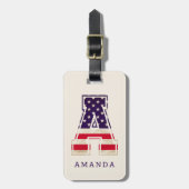Modern Amerikaans Vlag Monogram A Bagagelabel (Voorkant verticaal)