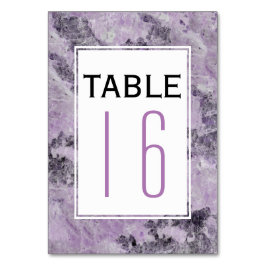 Modern amethist paarse trouwtafel nummer kaart