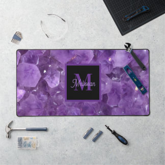 Modern Amethyst Birthstone Monogram Name Bureaumat