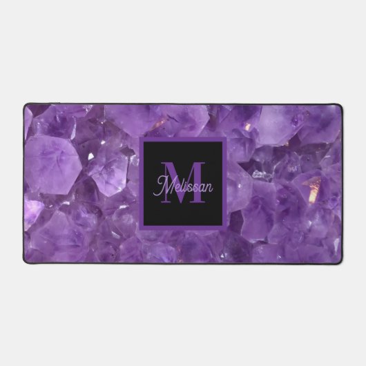 Modern Amethyst Birthstone Monogram Name Bureaumat (Voorkant)