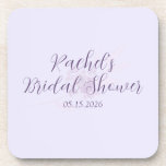 Modern Amethyst Watercolor Minimal Bridal Shower  Bier Onderzetter<br><div class="desc">Add a polished finishing touch to your celebration with these Modern Amethyst Bridal Shower Coasters. Designed in a soft lavender palette with elegant amethyst typography, these customizable drink coasters elevate your bar cart, cocktail station, or table settings. Both stylish and practical, they coordinate seamlessly with the Modern Amethyst collection while...</div>