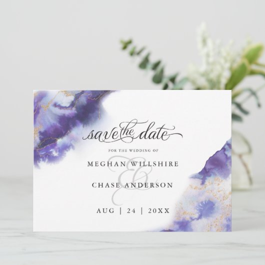 Modern Amethyst Waterverf Geode Barefoot Bride™ (Staand voorkant)