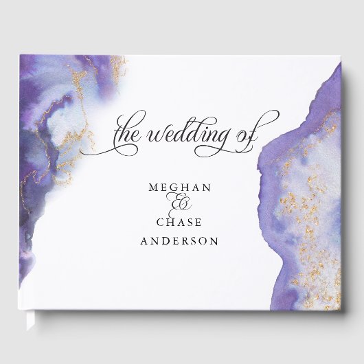 Modern Amethyst Waterverf Geode Barefoot Bride™ Gastenboek (Voorkant)