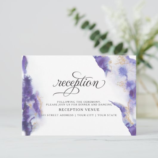 Modern Amethyst Waterverf Geode Barefoot Bride™ Kaart (Staand voorkant)