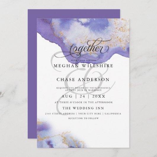 Modern Amethyst Waterverf Geode Barefoot Bride™ Kaart (Voorkant / Achterkant)